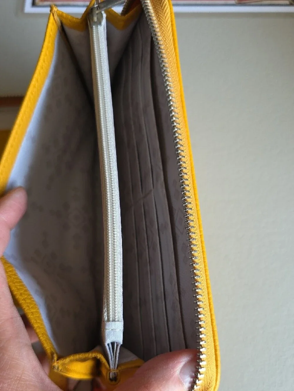 Thirty-one Mustard Yellow Leather Wristlet Wallet - Women Bags
